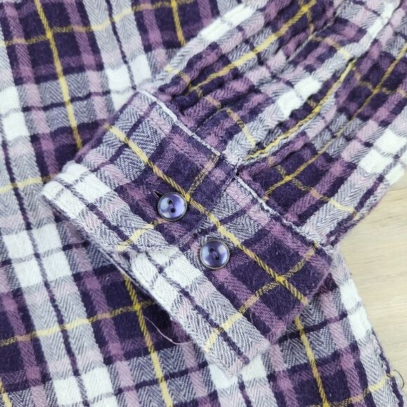 🔹️Prana Purple Plaid Riley Button Long Sleeve Top Large - Picture 10 of 12